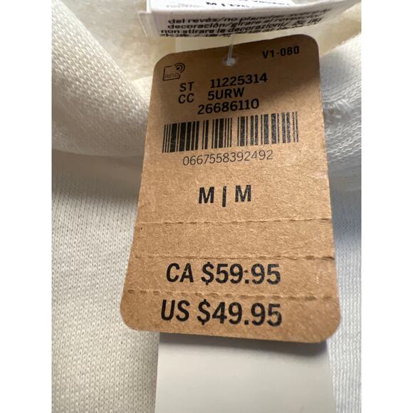 NWT Pink Women’s Pullover Comfy Cropped Hooded Drawstring Sweatshirt Sz M Cream - Picture 4 of 5